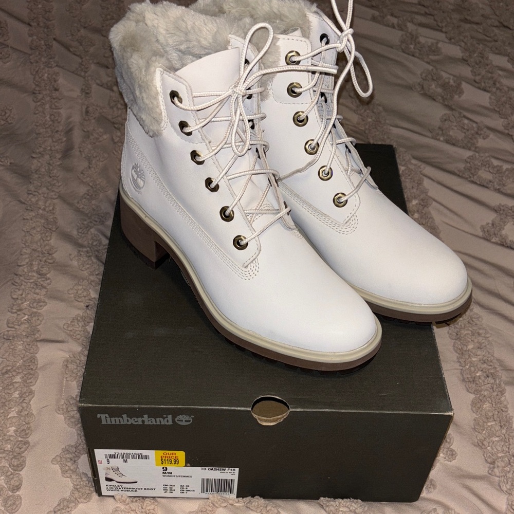 TIMBERLAND KINSLEY 6IN WATERPROOF BOOT WHITE NUBUCK